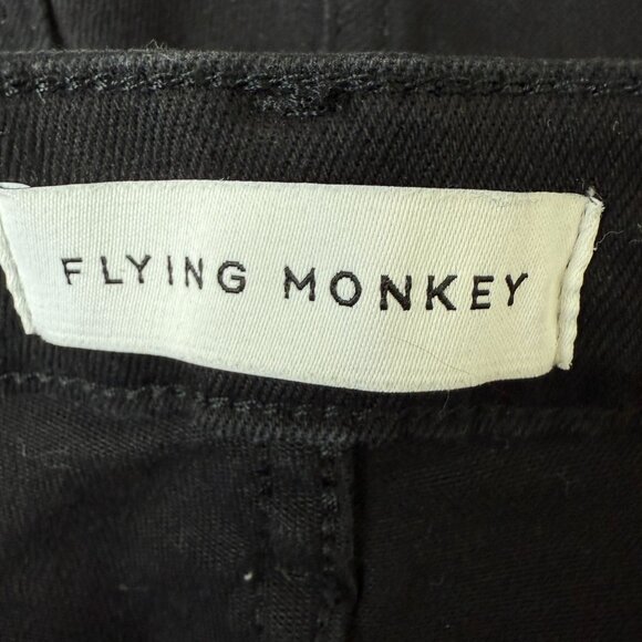 Flying Monkey Women's Black Distressed Flare Jeans Size 27 Raw Hem Mid Rise - Picture 2 of 9